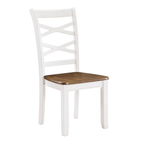 Cherry and White Finish 7pc Dining Set Table and 6 Side Chairs Set Double X-Back Design Wooden Casual Country Style Dining Room Furniture - sold by Home Elegance USA