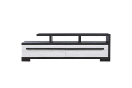 1pc Entertainment Console Modern Design Chalk Ebony Wood Finish Open Shelf Two Spacious Drawers TV Stand - sold by Home Elegance USA