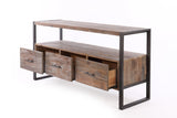 60 inch Reclaimed wood Media TV Console table with 3 Drarwer, Open Shelf, Antique finish Home Elegance USA
