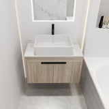 30 " Modern Design Float Bathroom Vanity With Ceramic Basin Set, Wall Mounted White Oak Vanity With Soft Close Door,KD - Packing，KD - Packing，2 Pieces Parcel（TOP - BAB110MOWH） - W999S00023 - image - 3