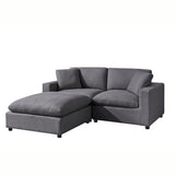 Cassandra Modular 3-Piece Chofa in Charcoal Grey with Solid Hardwood Frame and Plush Fabric Upholstery