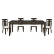 Dark Brown Finish 5pc Dining Set Expandable Table and 4x Side Chairs Beige Fabric Upholstered Seat Classic Look Dining Wooden Furniture - sold by Home Elegance USA