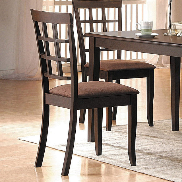 Cardiff Side Chair (Set - 2) 6851 Dark Brown Microfiber & Espresso Finish | Acme | Home Elegance USA