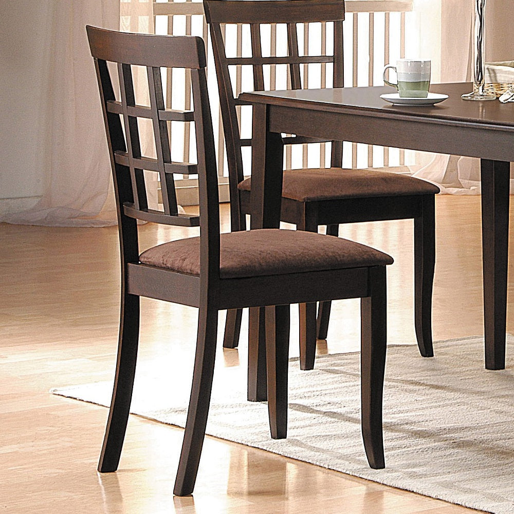 Acme - Cardiff Side Chair (Set-2) 6851 Dark Brown Microfiber & Espresso Finish