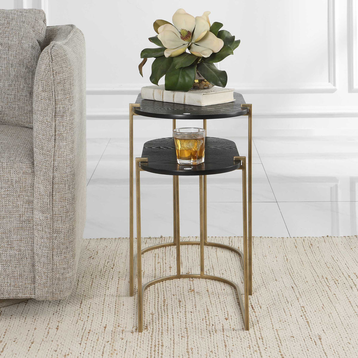 Aztec Wood Nesting Tables (Set of 2) - Dark Brown by Uttermost - View 3