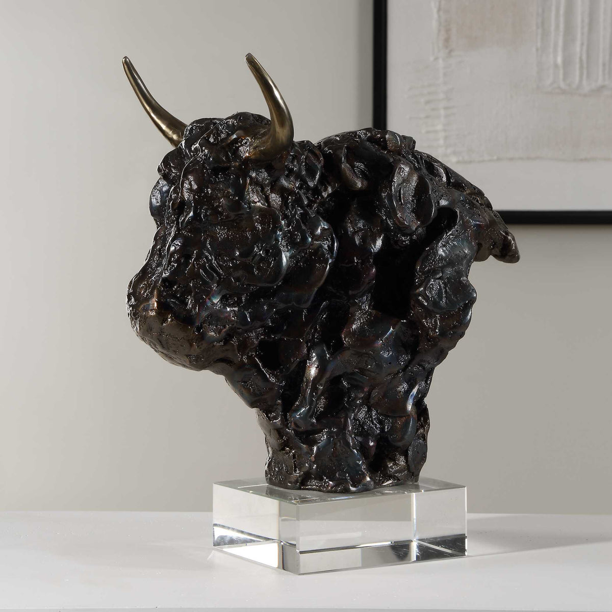 Bison Bust Bronze Sculpture by Uttermost - View 6