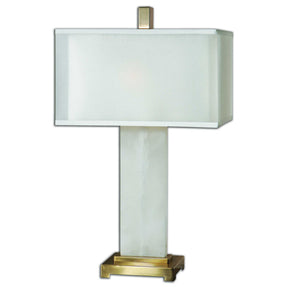 Athanas Alabaster Lamp - White / Yellow by Uttermost - View 1