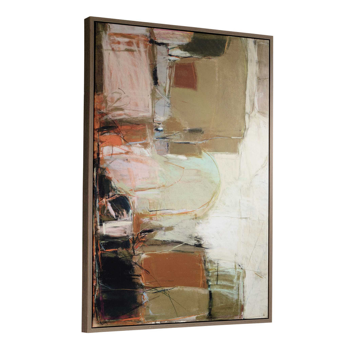 Palace Walls Framed Abstract Art Black / Blue / Brown / Green / Orange / Pink / Purple / White / Yellow - Light Brown / Orange by Uttermost - View 4