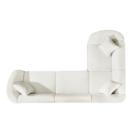 104' L-Shaped Curved Contemporary Sectional Sofa in Beige: Plush 4-Seater, Sculptural Design & Premium Bouclé Upholstery – Modern Luxury for Spacious Living - sold by Home Elegance USA