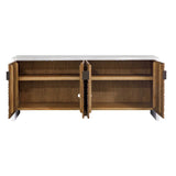 Brinson Carved Wood 4 Door Cabinet White / Woodtone - Light Brown / White by Uttermost - View 6