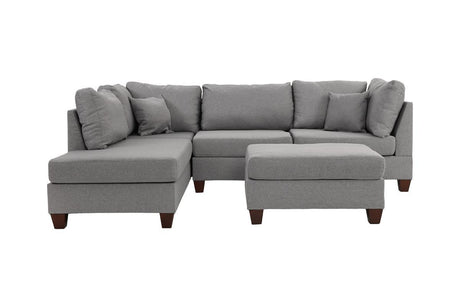 Grey Color 3pcs Sectional Living Room Furniture Reversible Chaise Sofa And Ottoman Polyfiber Linen Like Fabric Cushion Couch - sold by Home Elegance USA