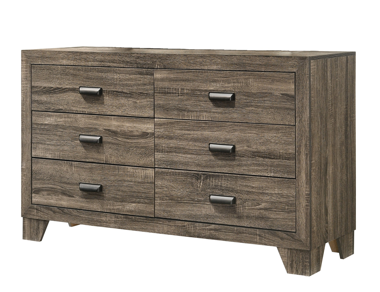 1pc Contemporary 6-Drawer Storage Dresser Metal Hardware Rustic Gray Rustic Finish Wooden Bedroom Furniture