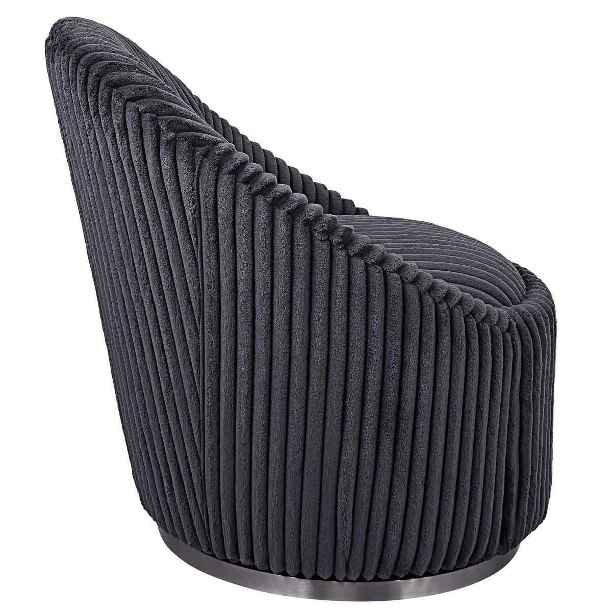 Crue Fabric Swivel Chair - Dark Gray by Uttermost - View 5