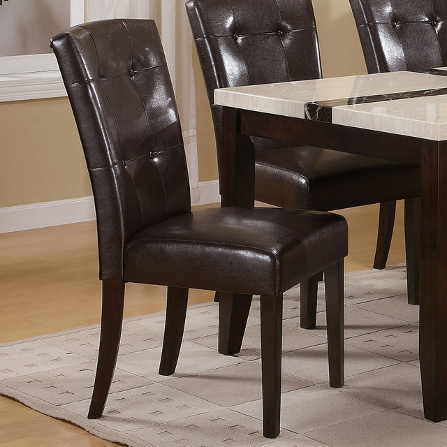 Acme - Britney Side Chair (Set-2) 7054 Espresso Synthetic Leather & Walnut Finish