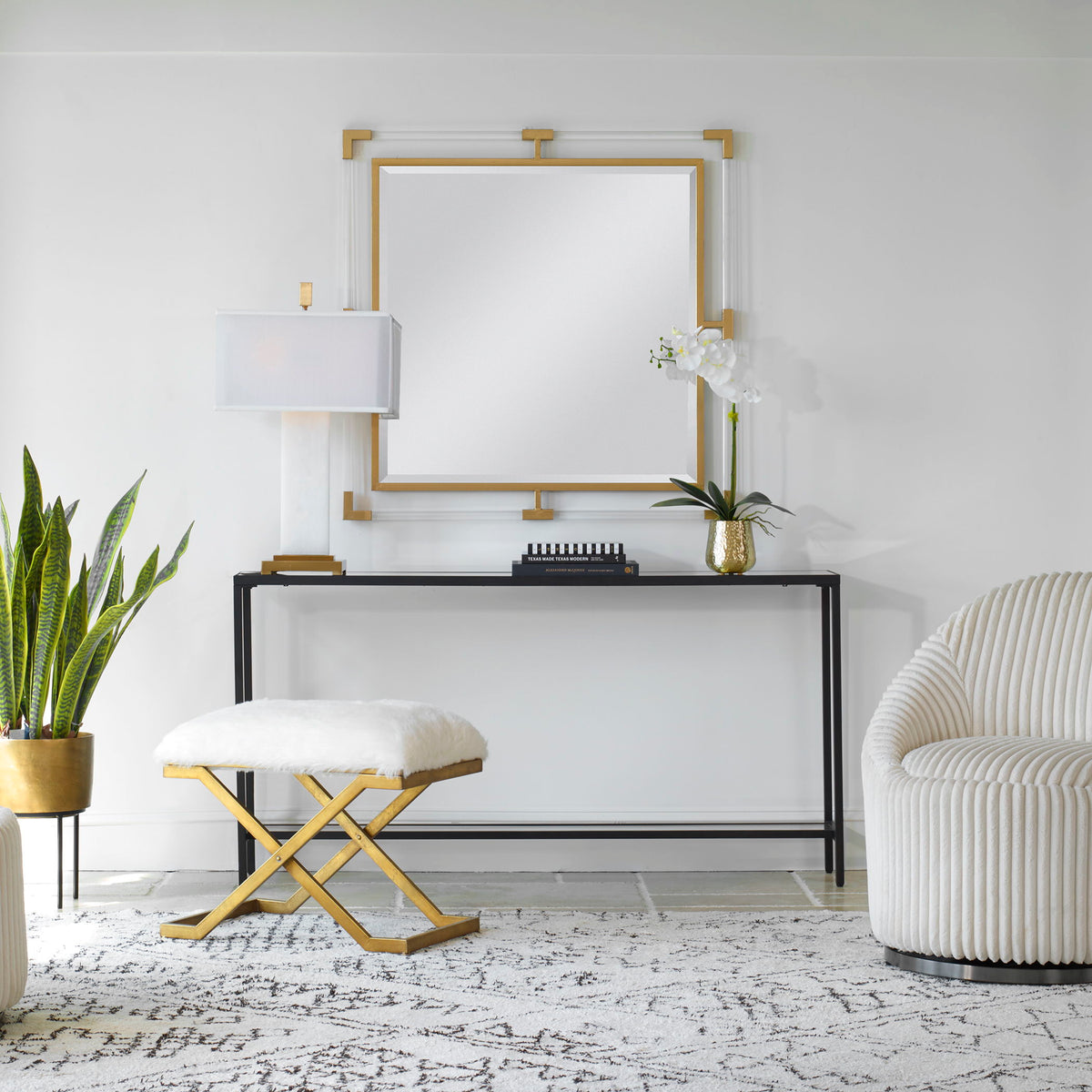 Balkan Square Mirror Golden - Gold / Silver by Uttermost - View 2