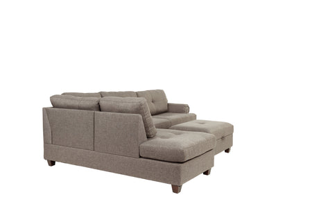 Contemporary 3-pcs Sectional Sofa Mocha Dorris Fabric Cushion Sofa Chaise Ottoman Reversible Couch Pillows - sold by Home Elegance USA