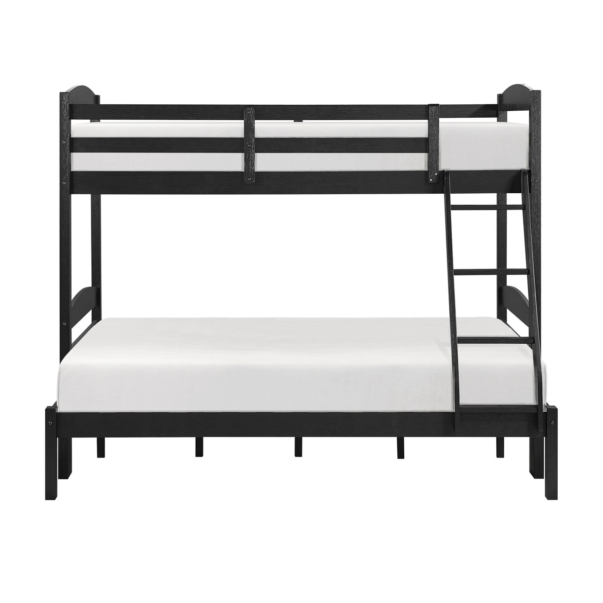 Twin over Full Bunk Bed with Guard Rails 1pc Sturdy Wooden Black Finish Youth Bedroom Furniture - sold by Home Elegance USA