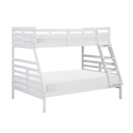 Twin over Full Bunk Bed 1pc Classic White Finish Youth Bedroom Furniture Durable Wood - sold by Home Elegance USA