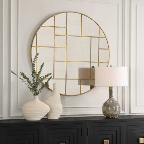 Geometric Round Mirror - Light Brown by Uttermost - View 3