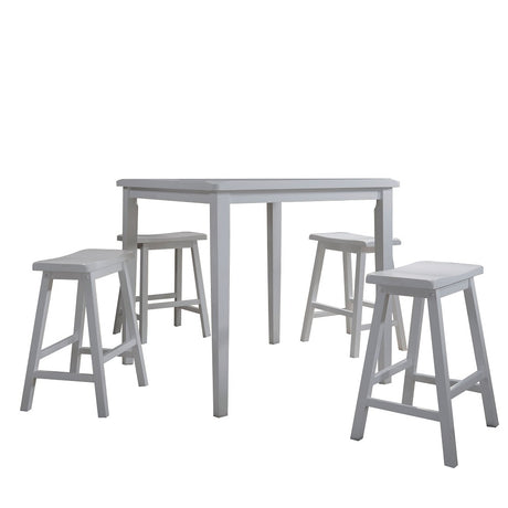 Acme - Gaucho 5PC Pack Counter Height Table Set 7289 White Finish