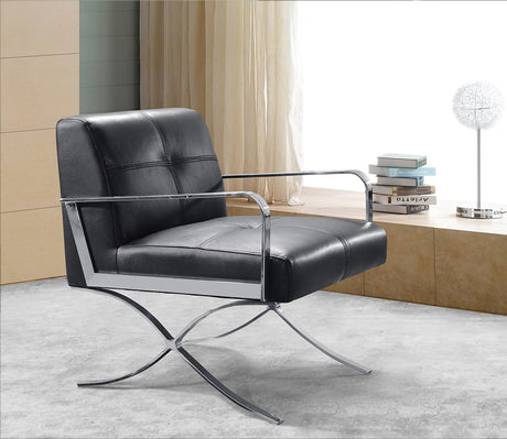 Delano Modern Black Leather Lounge Chair - View Image 1