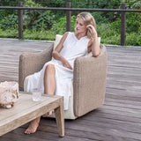 Sunset Outdoor Swivel Lounge Chair Oatmeal / Oyster White - Light Brown / White by Uttermost - View 6