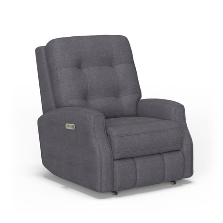 Devon Transitional Fabric Power Rocking Recliner, Power Headrest | Flexsteel