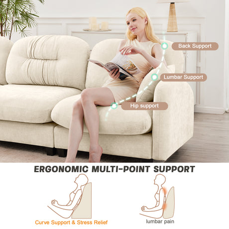 Modular Sectional U Shaped Couch With Ottoman,Soft Chenille Fabric  Tufted Cushion Backrest Design,High-Density Foam Ergonomic design,Elegant Armrests,Easy Install Fits Bedrooms Living Rooms,Beige - sold by Home Elegance USA