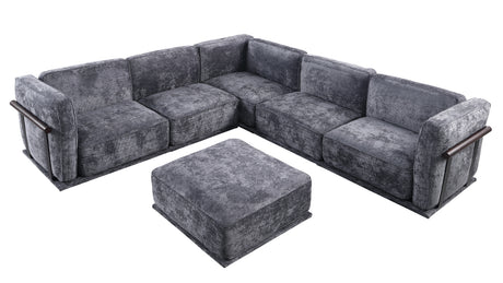 120' length , Fashionable modular sofa with iron and wood frame chenille sofa, Dark Gray ,uitable for living room - sold by Home Elegance USA