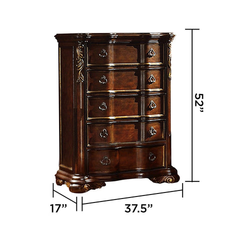 Bella Traditional Style Queen 5pc Bedroom set made with wood in Dark Walnut - sold by Home Elegance USA