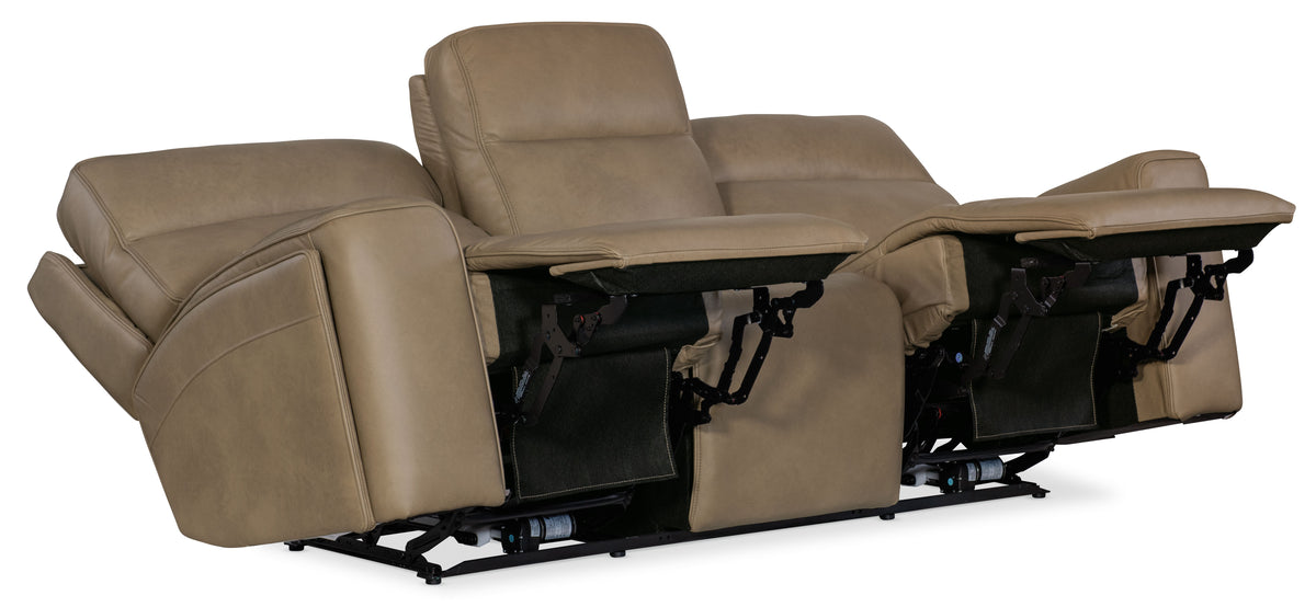 Riverton Power Sofa With Power Headrest/Lumbar - Light Brown by Hooker Furniture - View 4