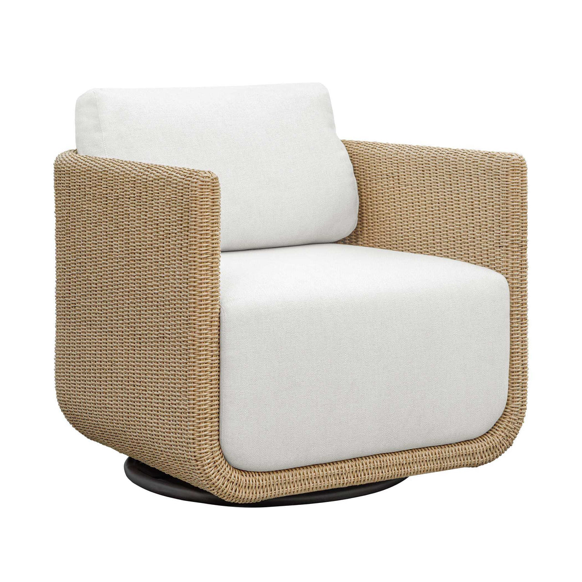 Santorini Outdoor Swivel Lounge Chair - Light Brown / White by Uttermost - View 3