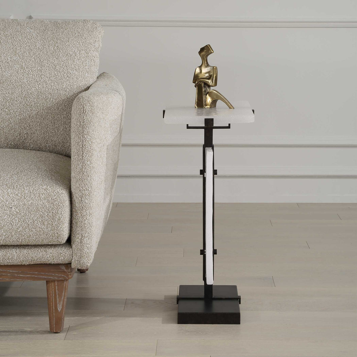 Elements Bubble Glass Accent Table - White by Uttermost - View 3