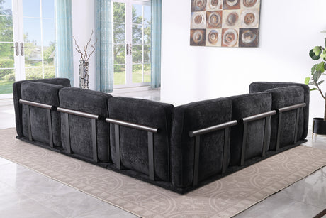 120' length , Fashionable modular sofa with iron and wood frame chenille sofa, black ,uitable for living room - sold by Home Elegance USA