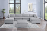 Dark Gray Color 7pc Modular Sectional Set Corduroy Upholstery Couch 2x Corner wedge 2x Armless Chairs 3x Ottomans Living Room Furniture
