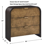 Byrams 3 Drawer Oak Chest Brown / Gold / Woodtone - Dark Brown by Uttermost - View 11