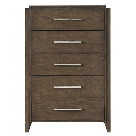Classic Contemporary Dark Walnut Finish Storage Chest 1pc Bedroom Furniture Durable Solid Rubberwood