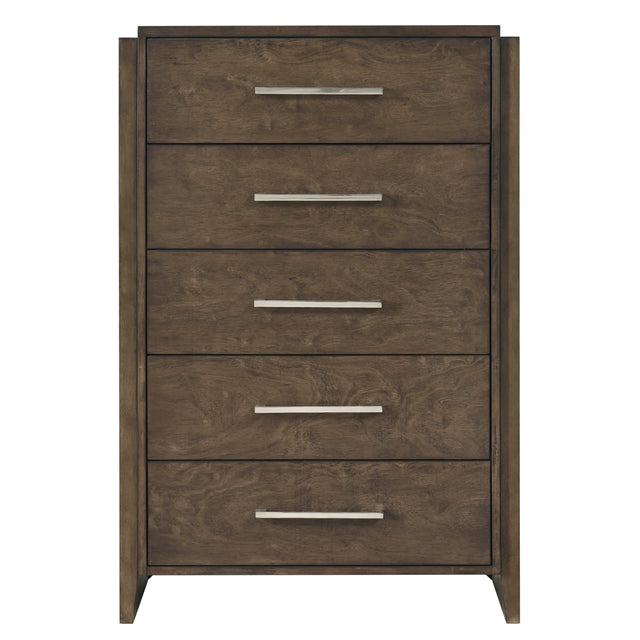 Classic Contemporary Dark Walnut Finish Storage Chest 1pc Bedroom Furniture Durable Solid Rubberwood