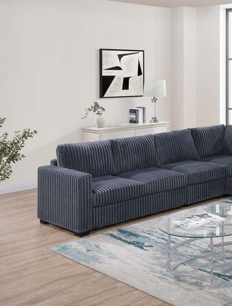 Elegant 4-Pc Sectional Set Dark Gray One Arm Loveseat Corner Wedge Armless Chair Corduroy Upholstered L-Shaped Plush Couch - sold by Home Elegance USA