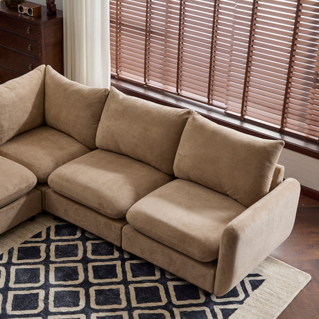 99 in. oversize 5-Piece L Shaped Modular Free Combination Sectional Velvet Sofa Couch for Living Room and Spacious Space, Nomad - sold by Home Elegance USA