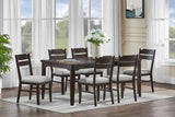 7pc Beautiful Rectangular Dining Table Dark Oak Finish Upholstered Chair Wooden Furniture Dining Room Furniture