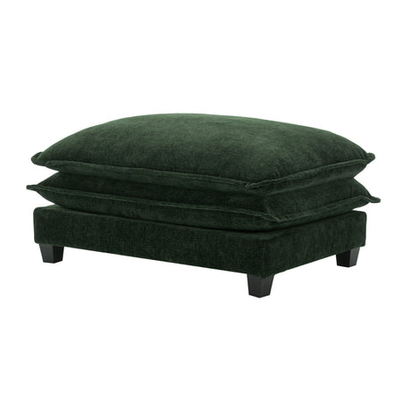 Chenille Upholstered 111' Sectional Sofa with Two Removable Ottomans, USB Ports, Cup Holders, and Storage, Green - sold by Home Elegance USA