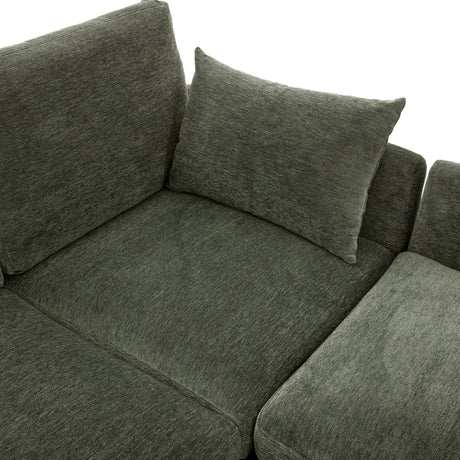 Modern Sectional Sofa Modular Sofa 85.4' U-shaped Sofa Couch Sofa Bed with Movable Ottoman, USB Ports, Phone Holder, Green Chenille - sold by Home Elegance USA