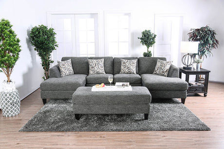 Gray Chenille 5pc Sectional Set Living Room Furniture Pillows Armless Chair Ottoman Chaise Plush Couch Sectionals - sold by Home Elegance USA