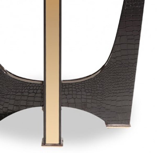 A&X Talin Modern Black Crocodile & Rosegold End Table - Home Elegance USA