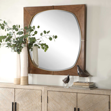 Garonne Square Walnut Mirror - Dark Brown by Uttermost - View 3