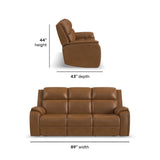 Ziggy Power Reclining Sofa With Power Headrest, Lumbar, Heat & Massage - Camel | Flexsteel