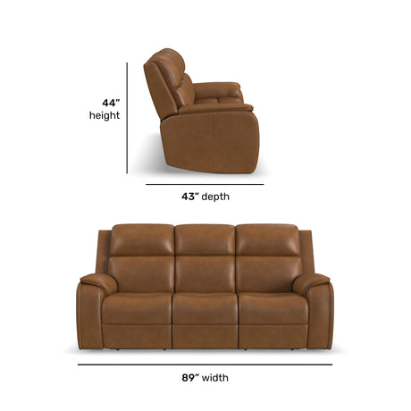 Ziggy Power Reclining Sofa With Power Headrest, Lumbar, Heat & Massage - Camel | Flexsteel