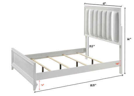 Contemporary Queen Size Bed 2xNightstand 3pc Set Panel Bed Upholstered Cushion LED Lights Headboard White Finish Wooden Solid Wood Furniture - sold by Home Elegance USA