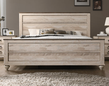 Imerland Contemporary White Wash Finish 5-Piece Bedroom Set-Queen Bed, Dresser, Mirror, Nightstands - sold by Home Elegance USA